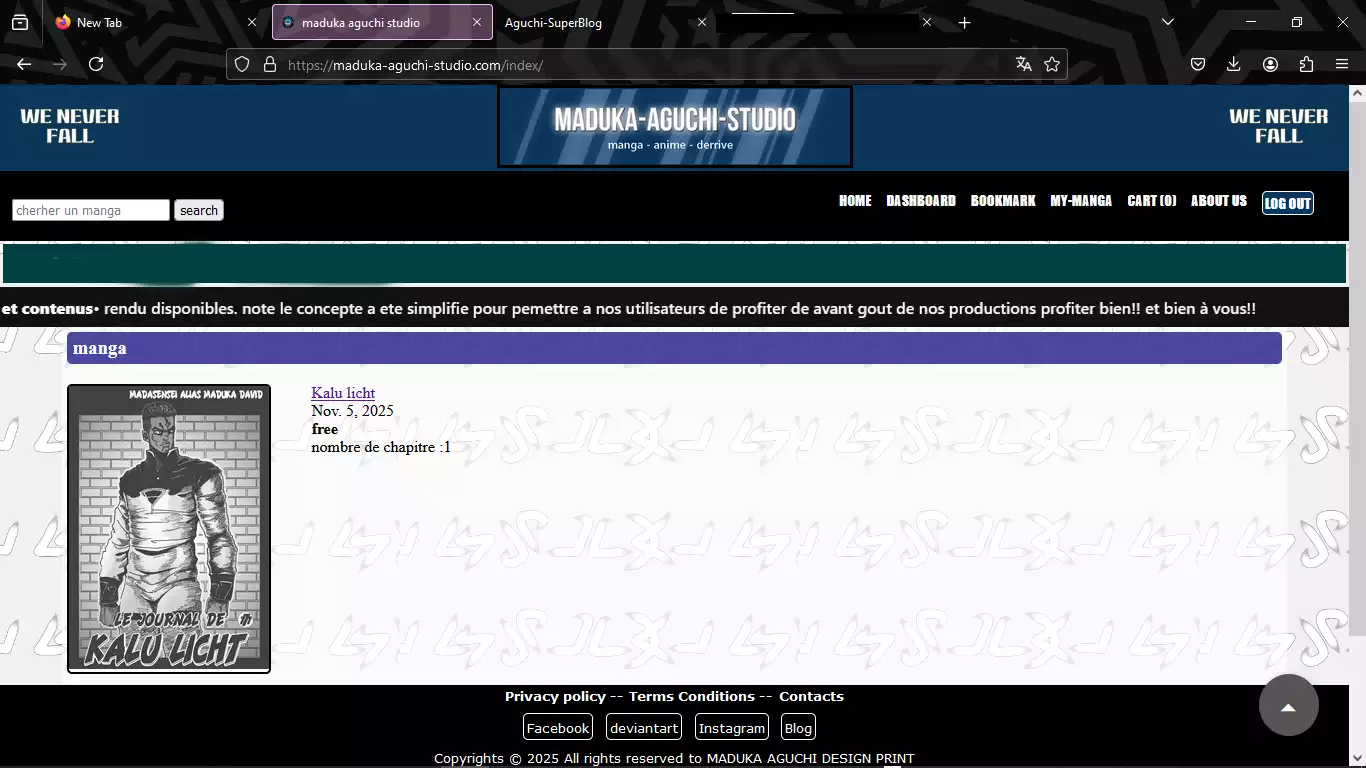 La page d’accueil.